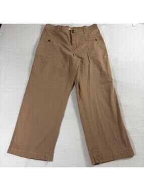 Wide Leg Cropped Pants Sonoma XL Fits Like 35X30 Tan Khaki Stretch Casual